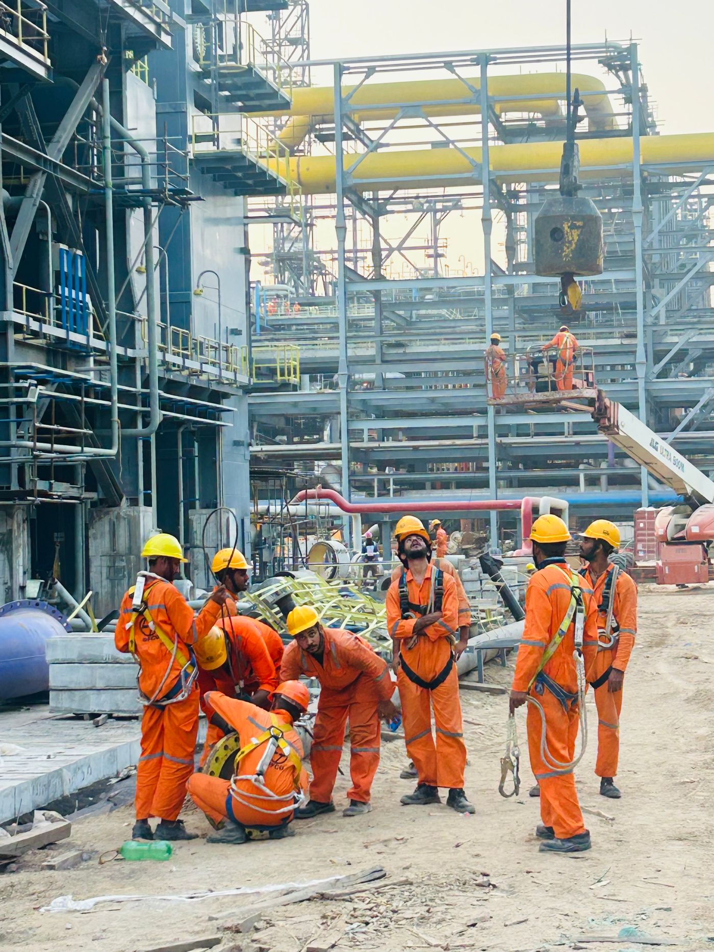 Professional manpower workers at an industrial work site