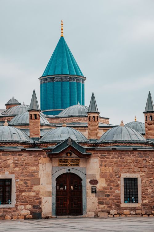 Majestic Mevlana Museum s Architectural Facade Free Stock Photo majestic-mevlana-museum-s-architectural-facade-free-stock-photo