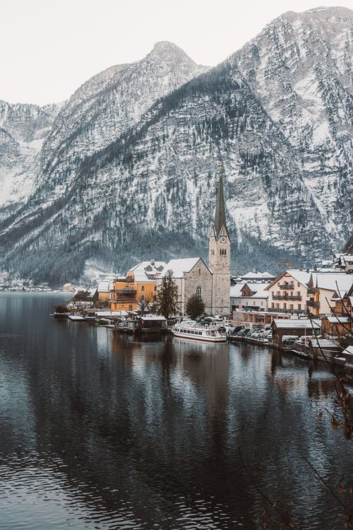 Hallstatt In November Scenic Winter View of Hallstatt Village · Free Stock Photo