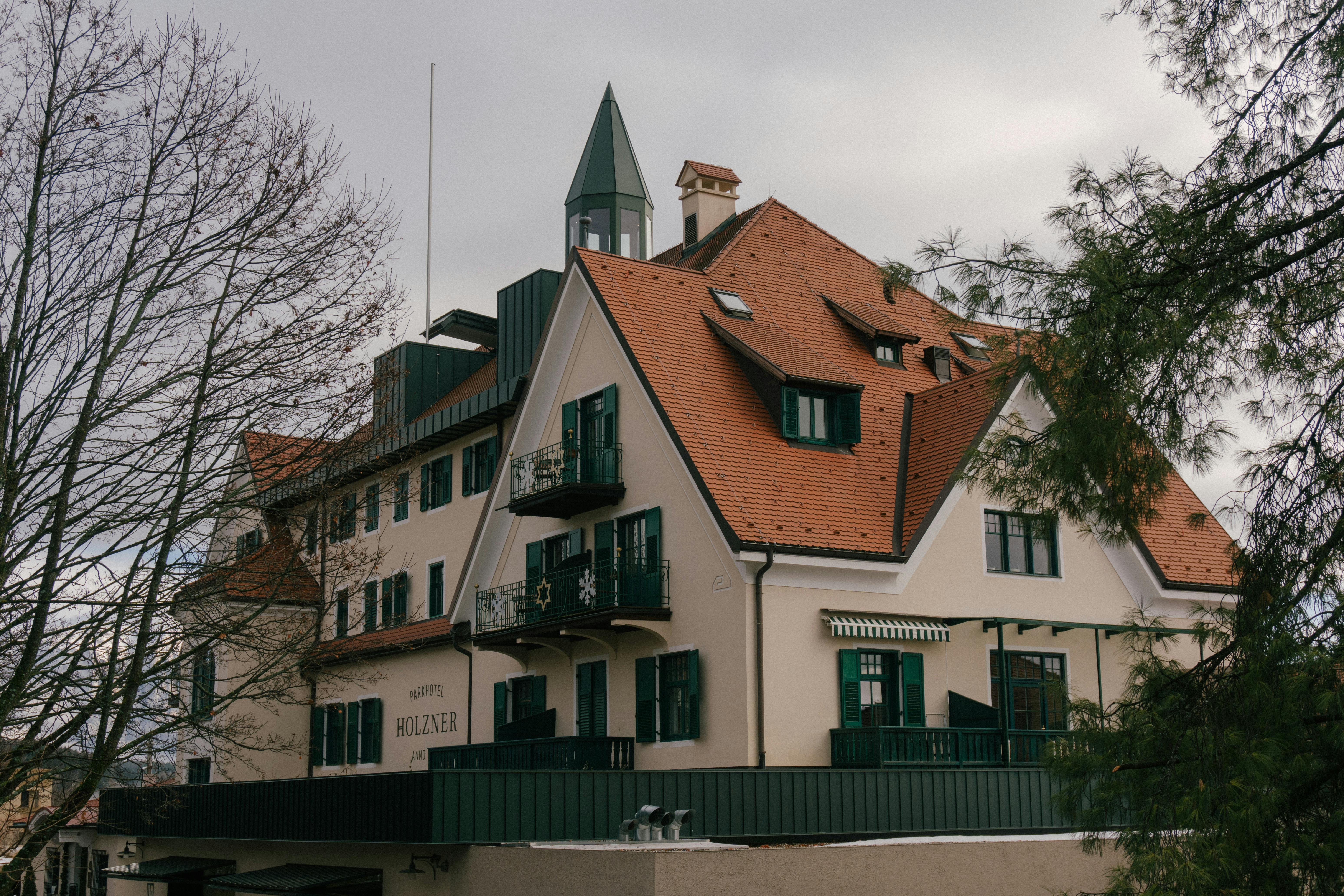 A beautiful alpine hotel in Corvara, Trentino-Alto Adige, Italy with classic architecture.