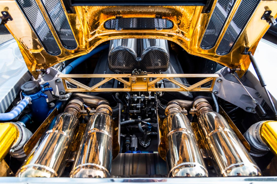 Luxury Car Engine with Gold Plating · Free Stock Photo