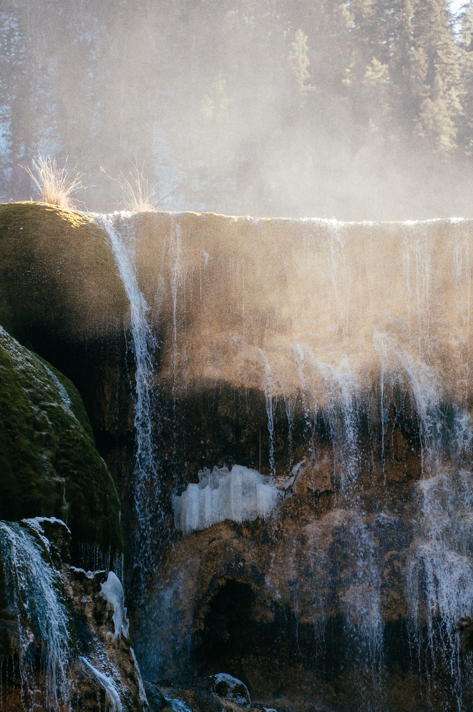Stunning Waterfall in Misty Morning Light · Free Stock Photo