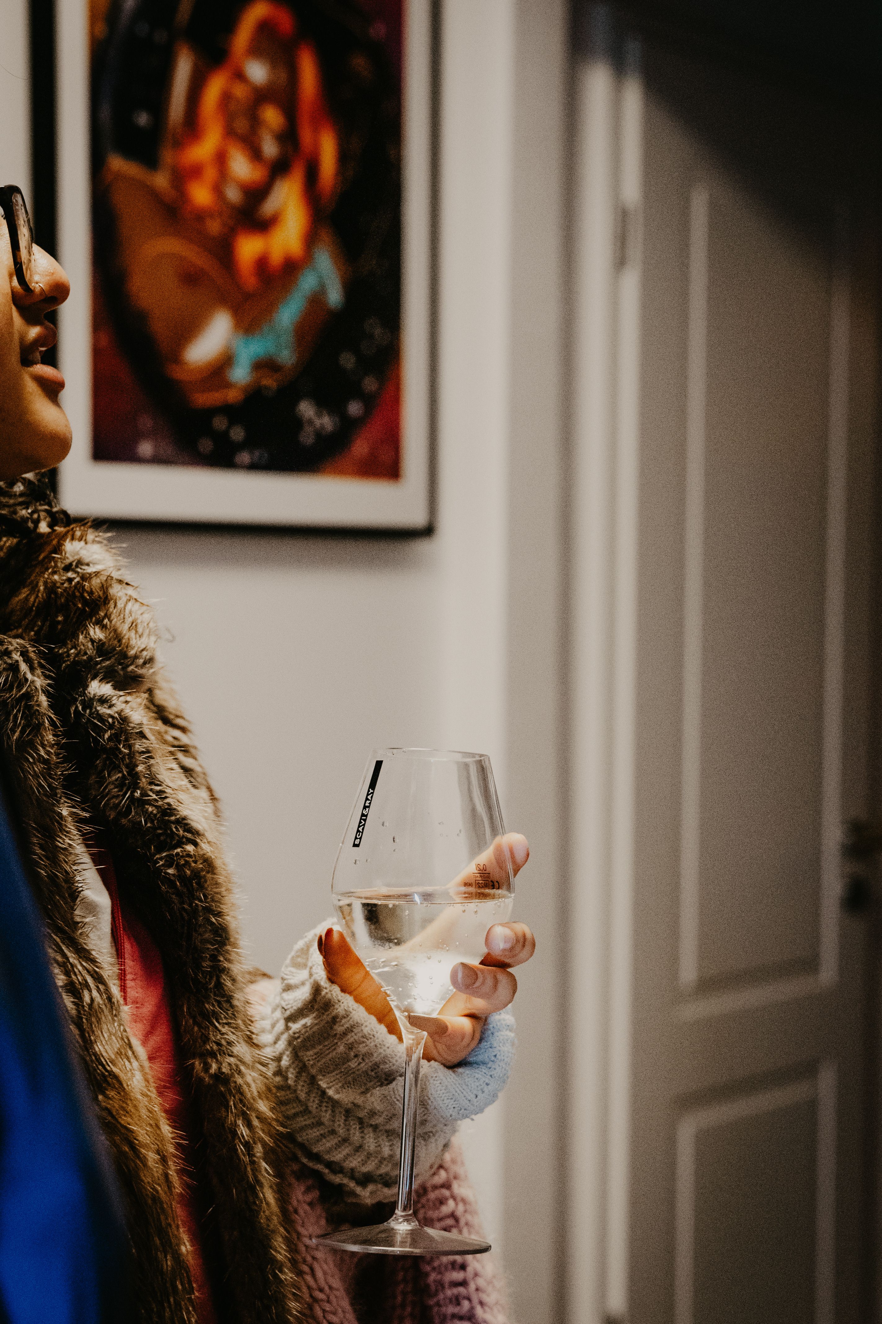 Enjoying a wine tasting at an art gallery event in Berlin, Germany.