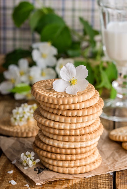 Free Pile of Biscuits With Flower on Top Stock Photo