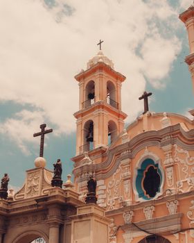Beautiful colonial church architecture located in the heart of Puebla, Mexico.