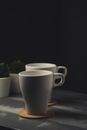 2 White Ceramic Coffee Mugs