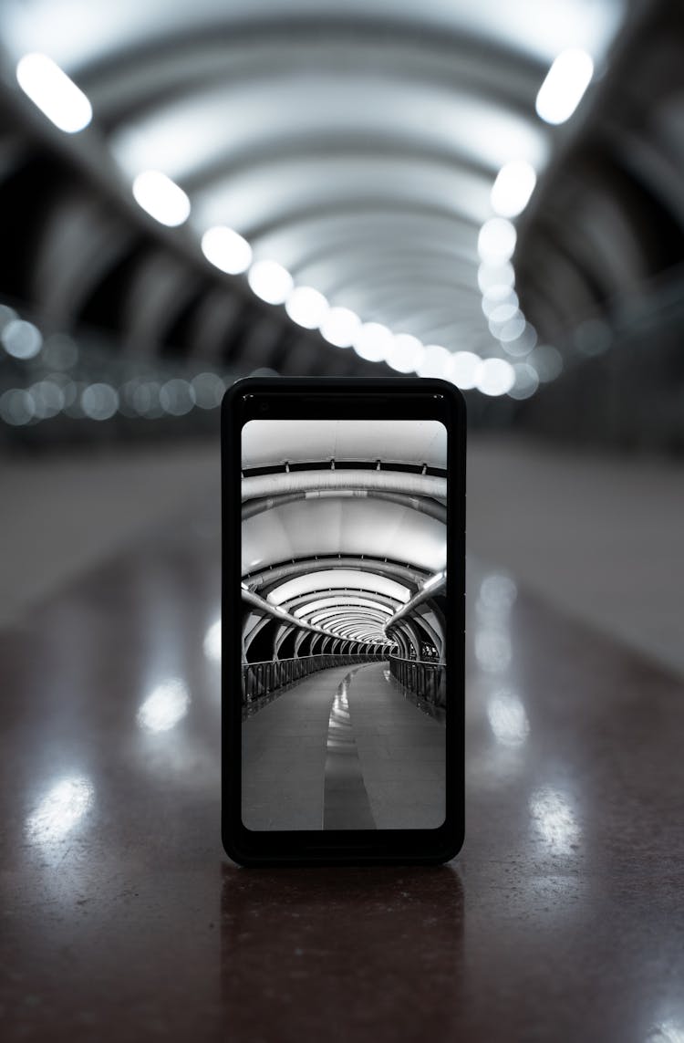 Monochrome Photo Of Tunnel