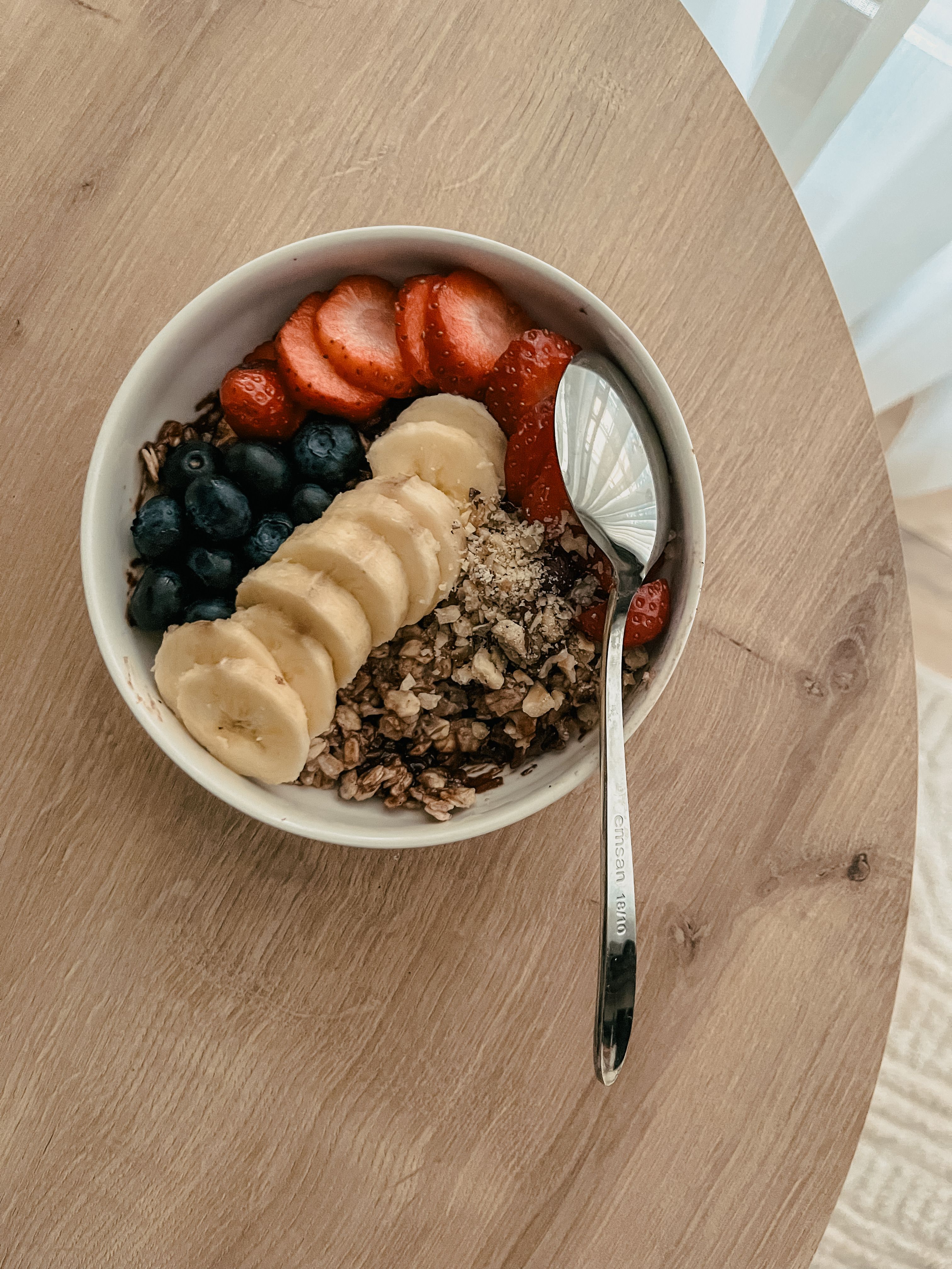 healthy breakfast bowl with fruits and granola