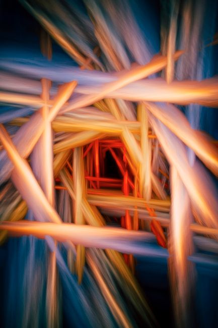 Vibrant abstract design with geometric layers and dynamic lighting effects.