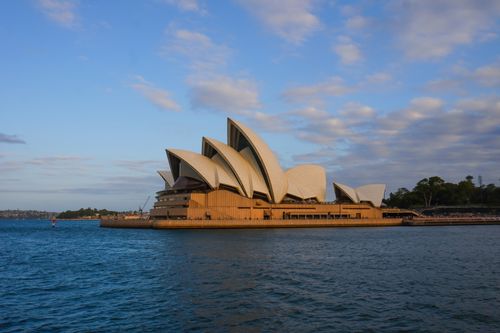 Free Stunning view of the Sydney Opera House against a beautiful sky in the evening light. Stock Photo