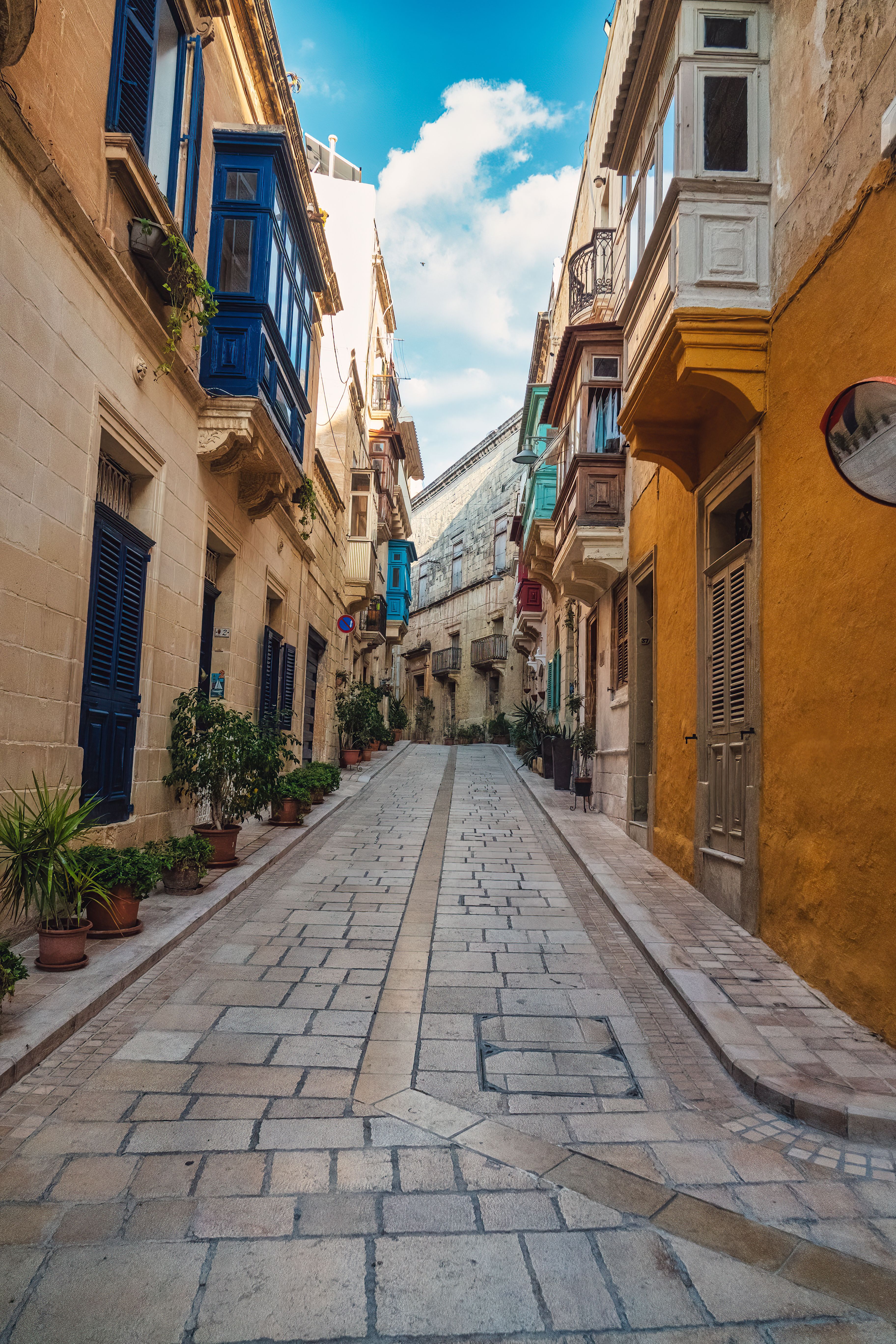 Charming Street in Valletta, Malta with Colorful Balconies · Free Stock ...