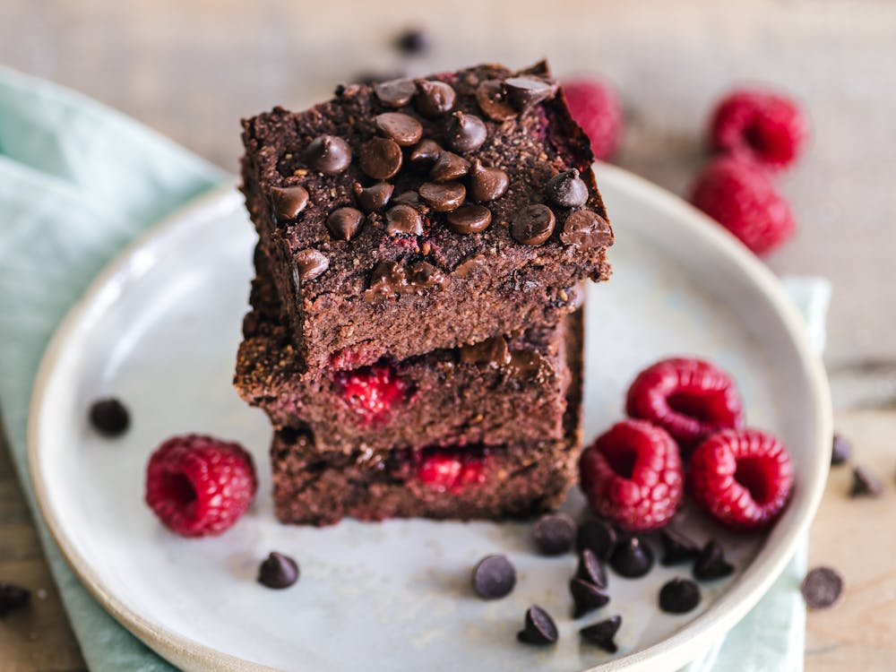 Close-Up Photo Of Stacked Brownies