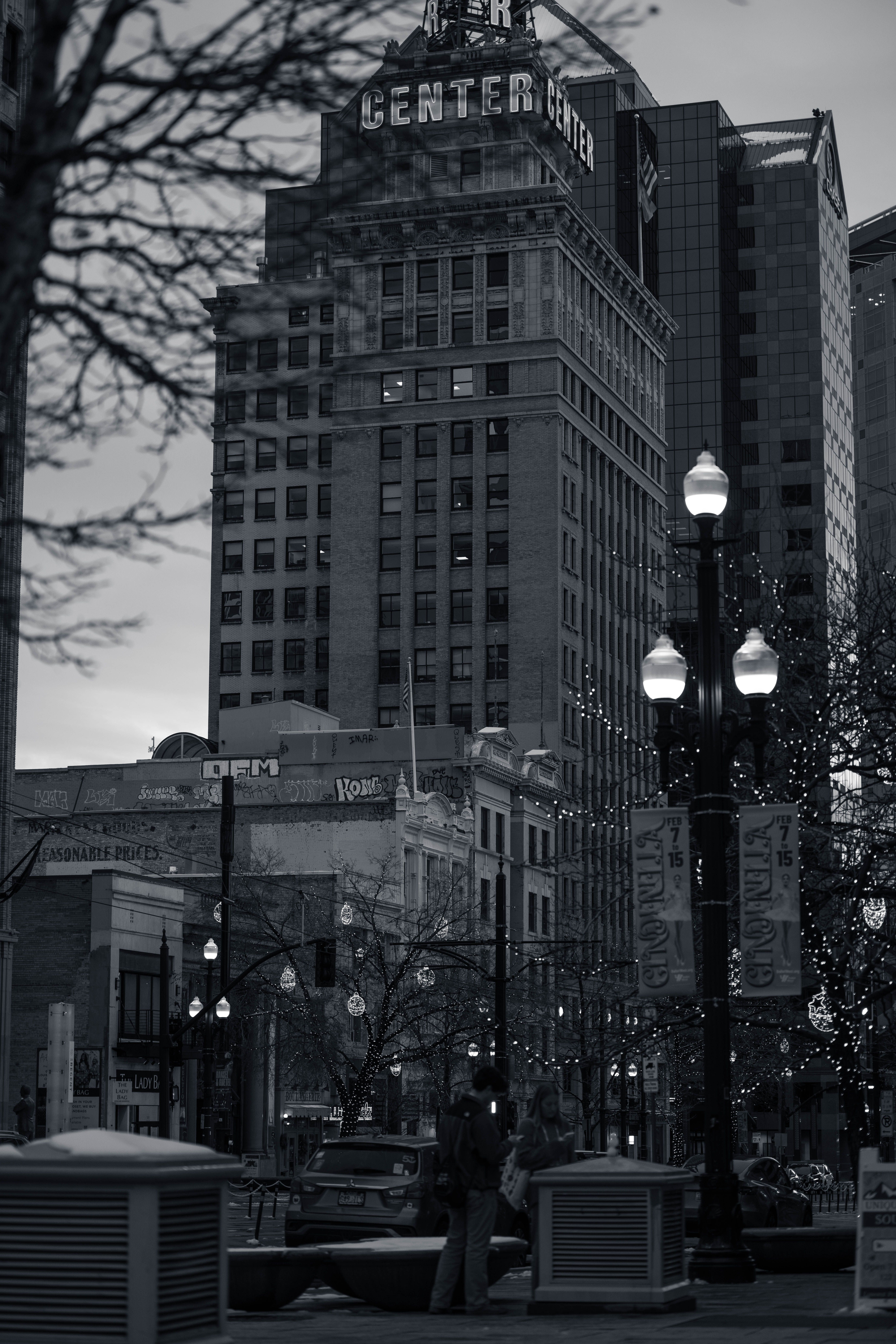 Salt Lake City Downtown at Night with Decorated Lights · Free Stock Photo