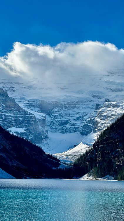 Snowy Mountain Landscape with Tranquil Lake · Free Stock Photo