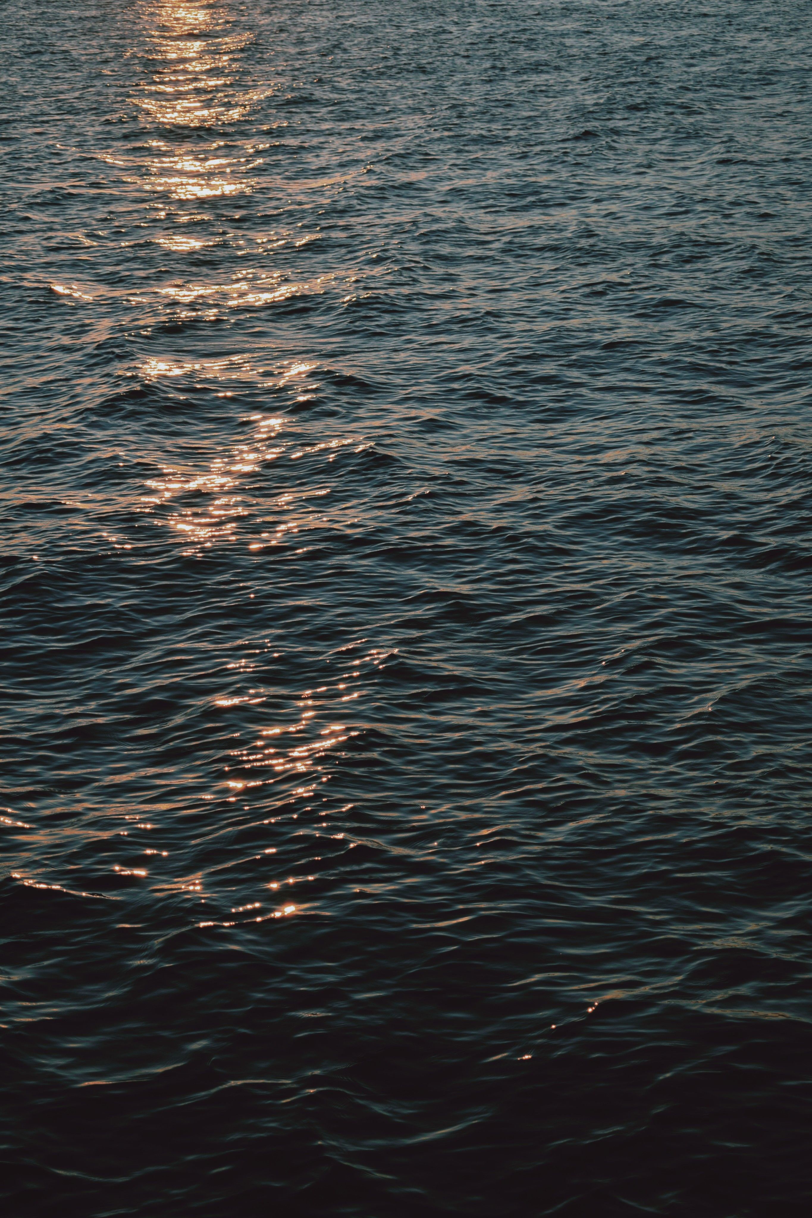 Sunlit Ripples on Open Water at Sunset