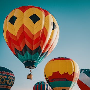 充满活力的热气球在天空中翱翔，呈现出惊人的景象