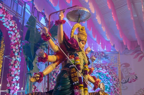 Durga Rana Free Vibrant Goddess Durga idol decorated for Durga Puja festival in ...