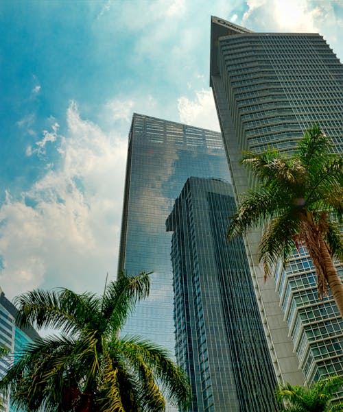 Free Low-Angle Photo of High-Rise Buildings Stock Photo