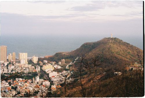 Free A scenic aerial view capturing Vung Tau with Christ the King on the hillside. Stock Photo