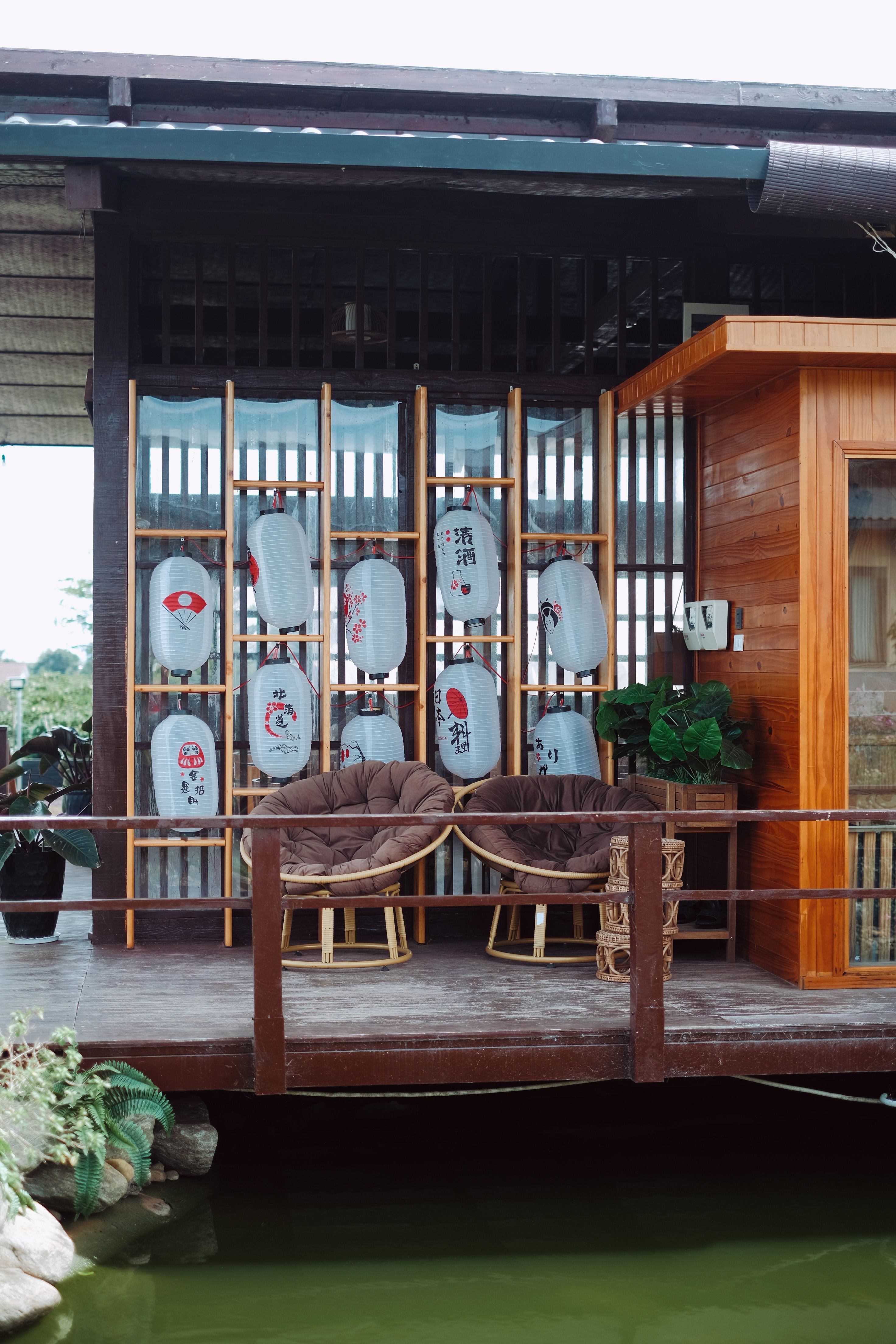 Cozy Japanese Style Porch with Lanterns and Chairs · Free Stock Photo