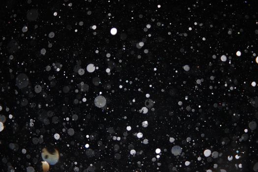 Captivating image of white snowflakes falling against a dark night sky.