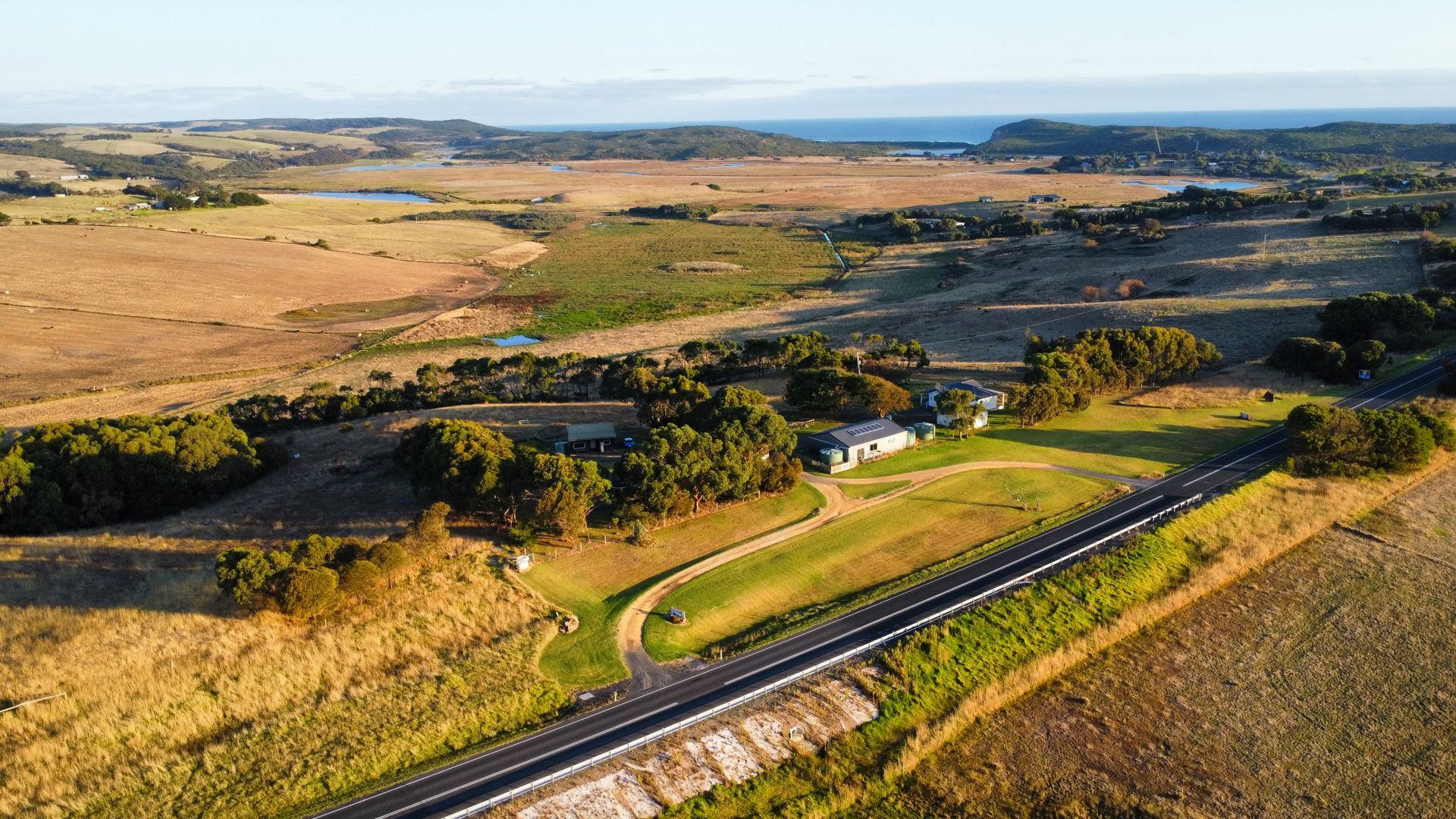 Explore the stunning aerial view of Anglesea's countryside landscape along the Great Ocean Road.