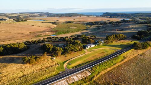 Free Explore the stunning aerial view of Anglesea's countryside landscape along the Great Ocean Road. Stock Photo
