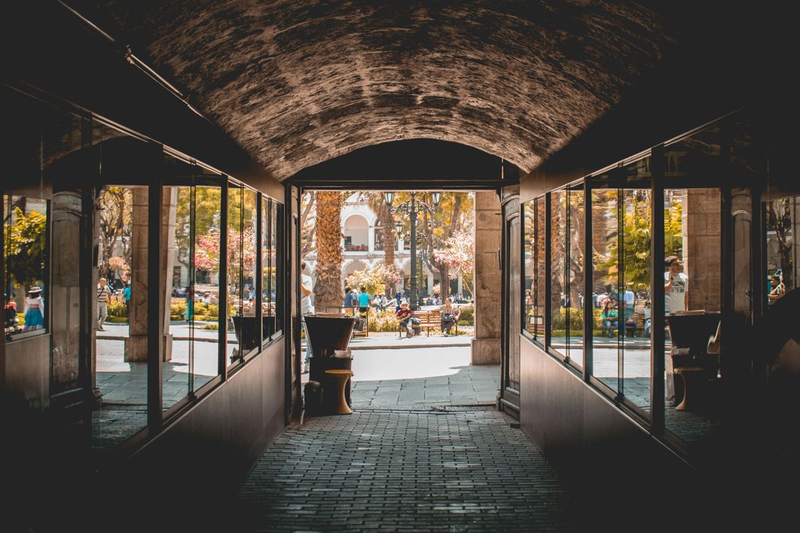 Archade View Scenic View of Arequipa City Through Archway · Free Stock Photo