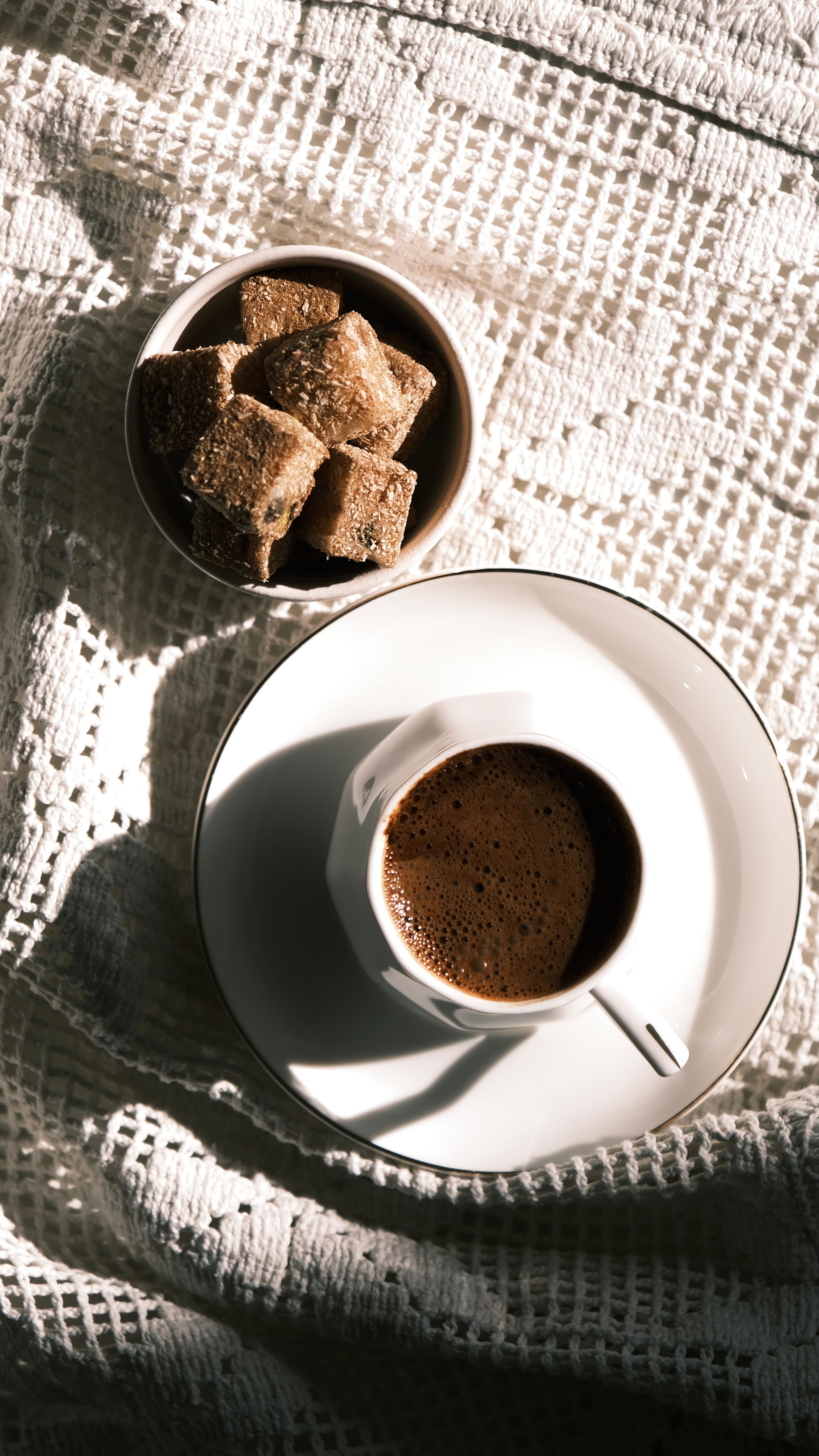 View of Cozy Morning Coffee with Brown Sugar Cubes · Free Stock Photo