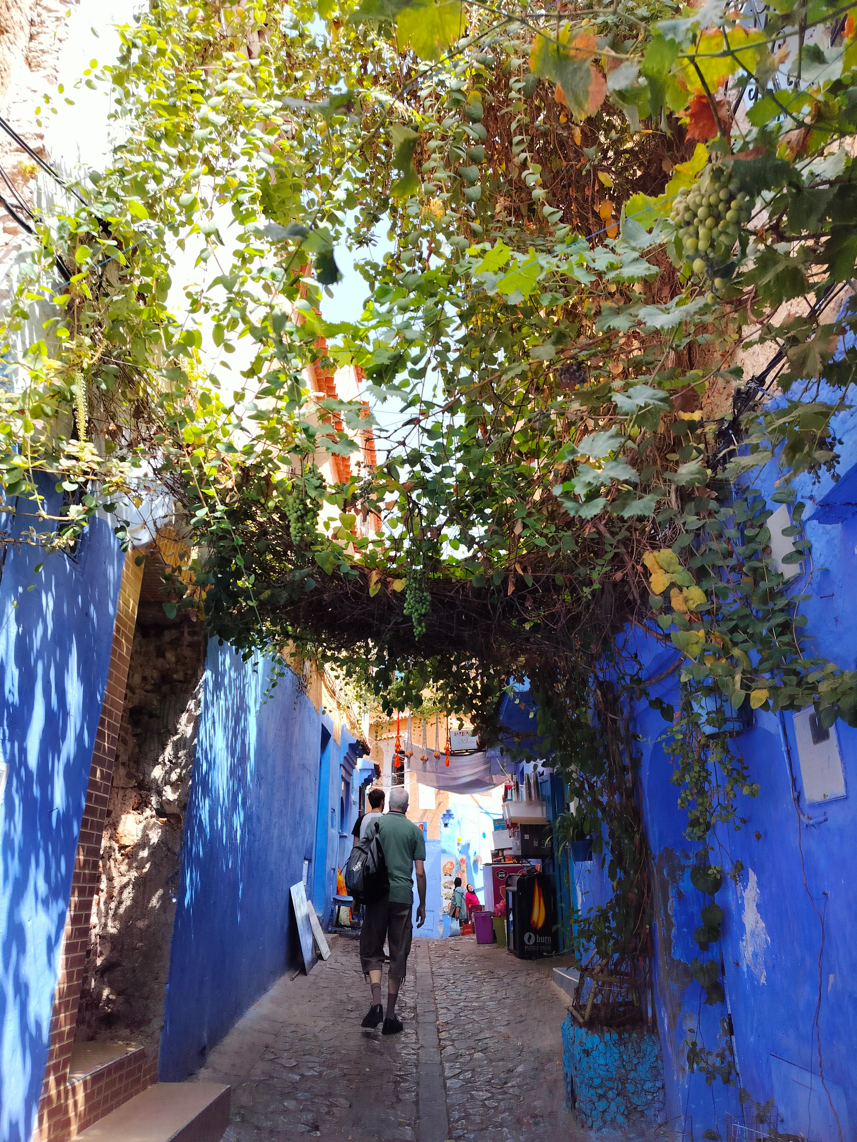A vibrant blue alleyway in the old medina of Chefchaouen, Morocco