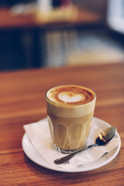 Free Cappuccino Drink on Table Stock Photo