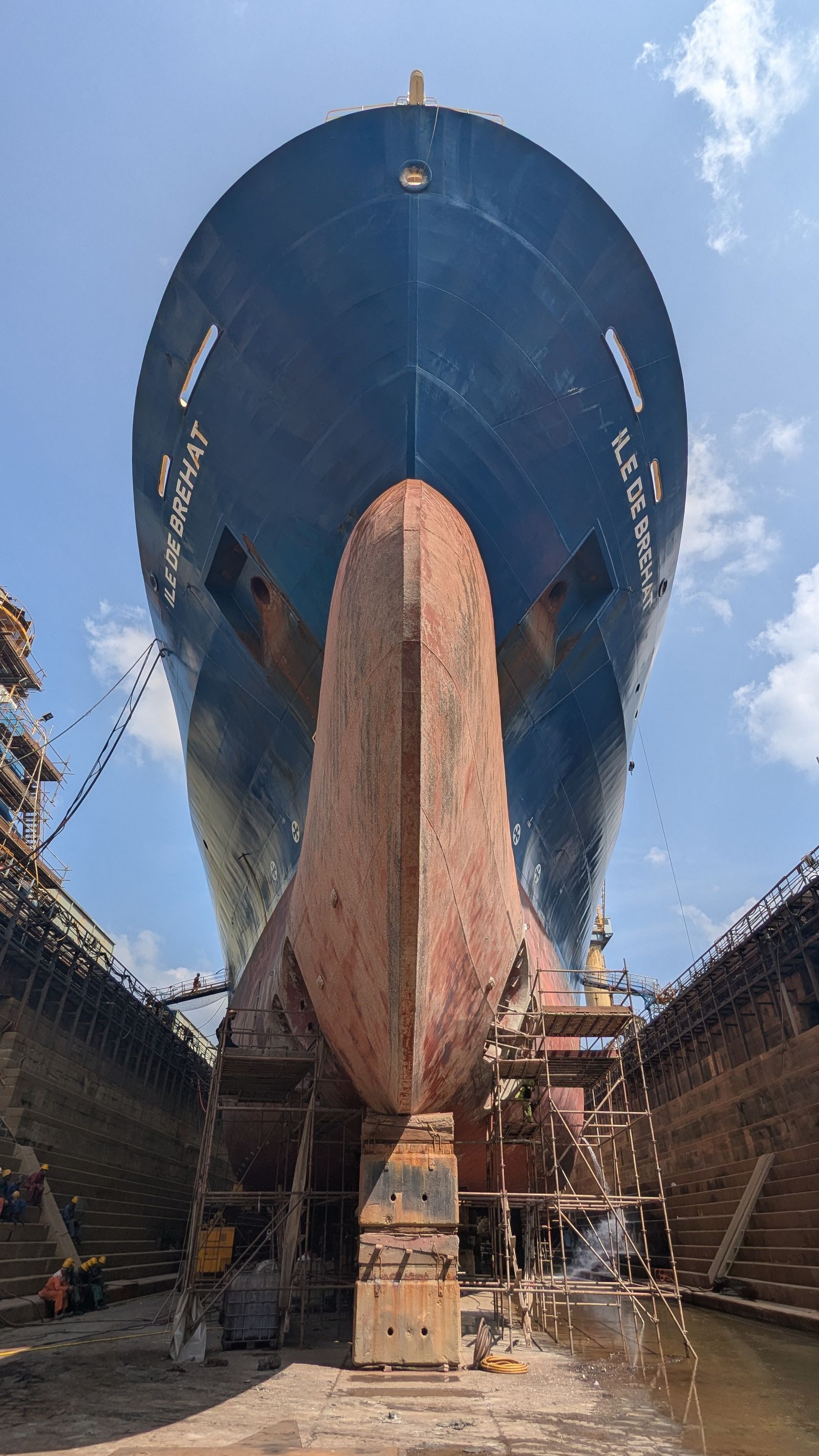 Ship hull in a dry dock