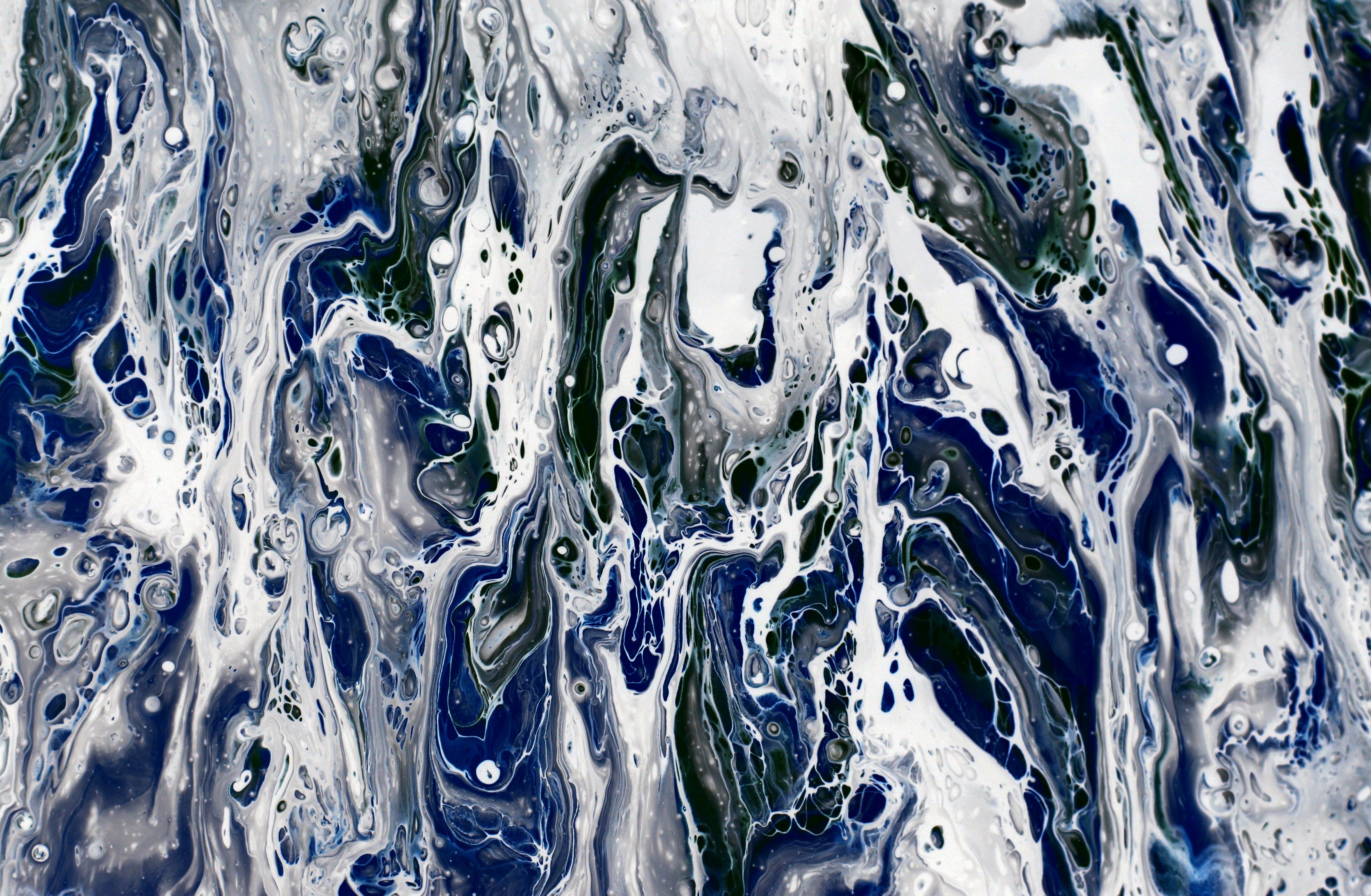 Abstract Blue and White Fluid Art Painting · Free Stock Photo