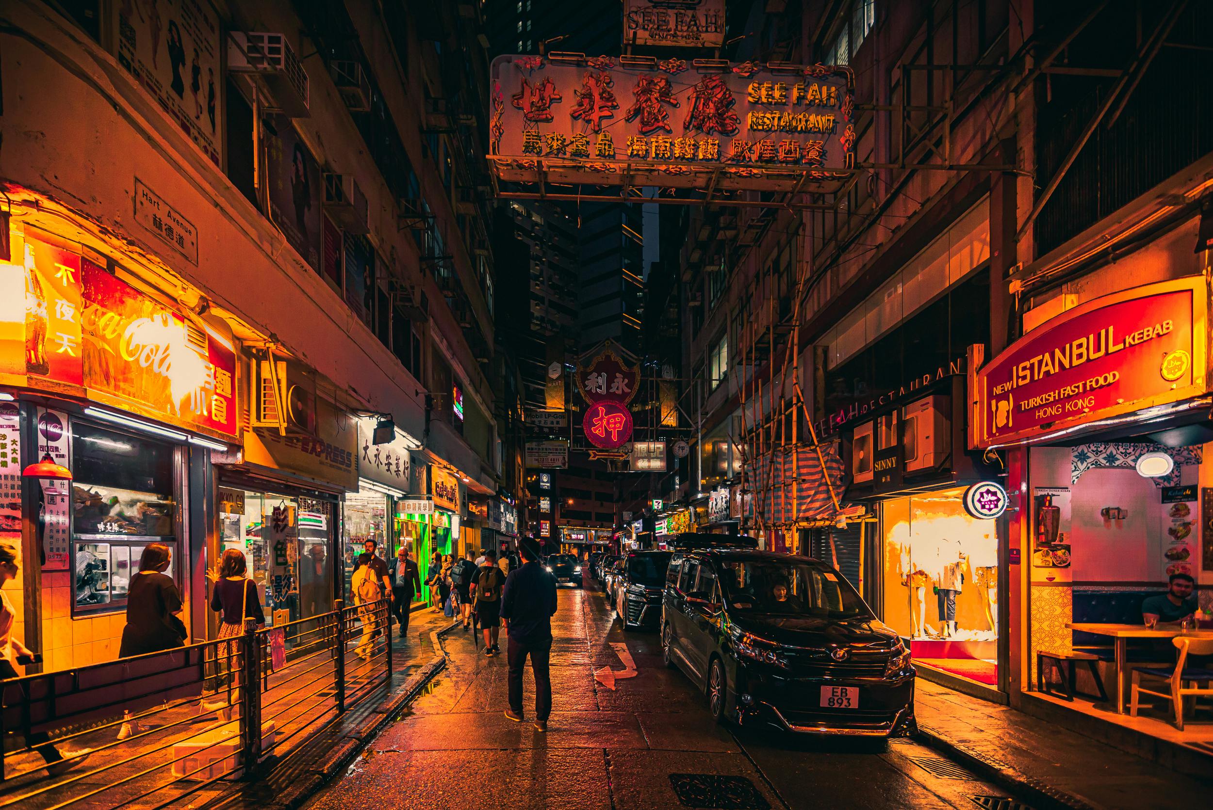 city street photo during nighttime