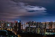 City Skyline During Night Time