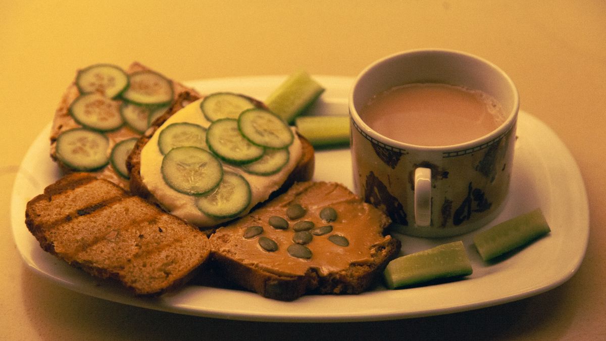 Toast with labaneh and cucumber