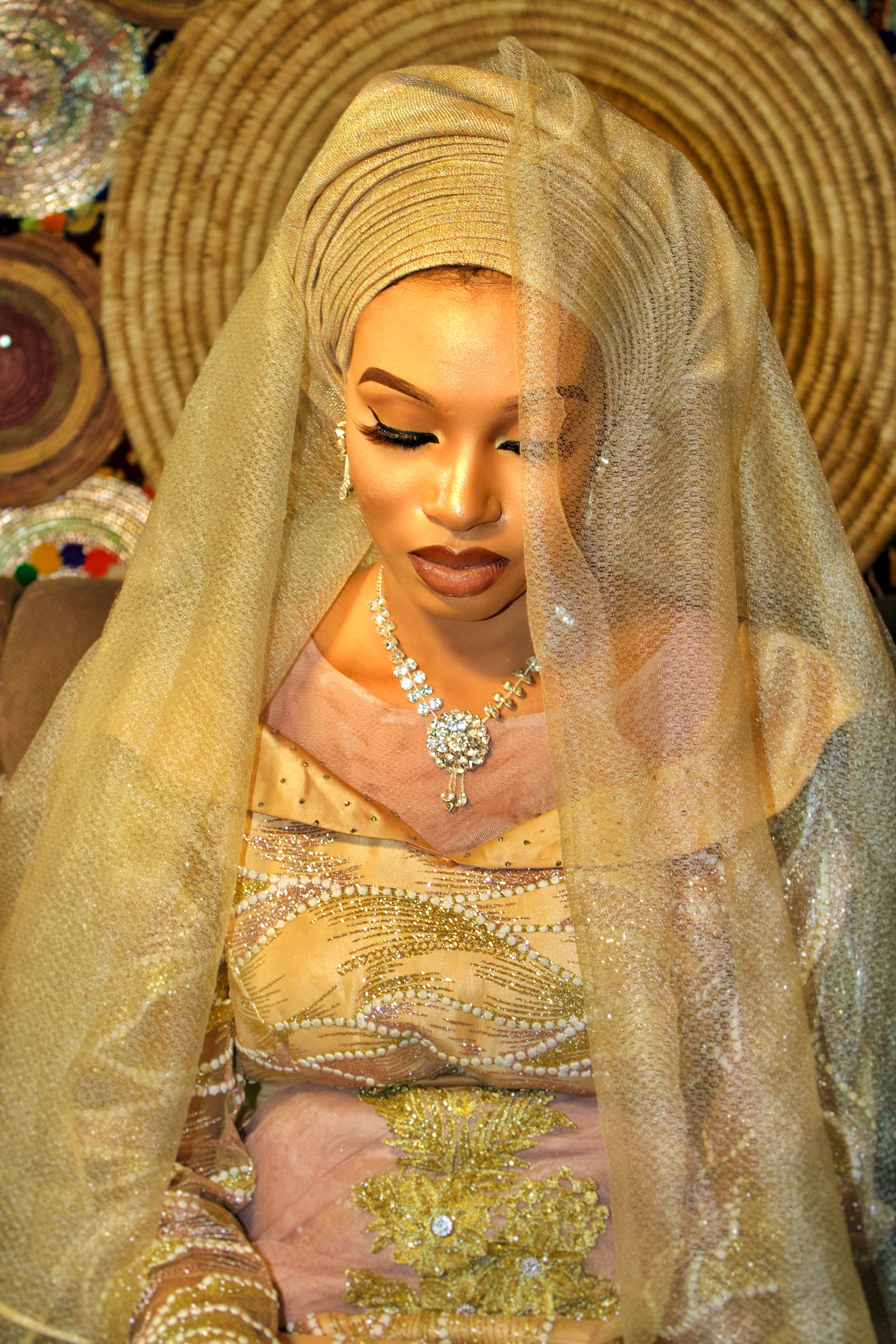 Elegant Nigerian Bride in Traditional Attire  Free Stock Photo