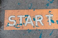 Worn Start Line on Urban Pavement