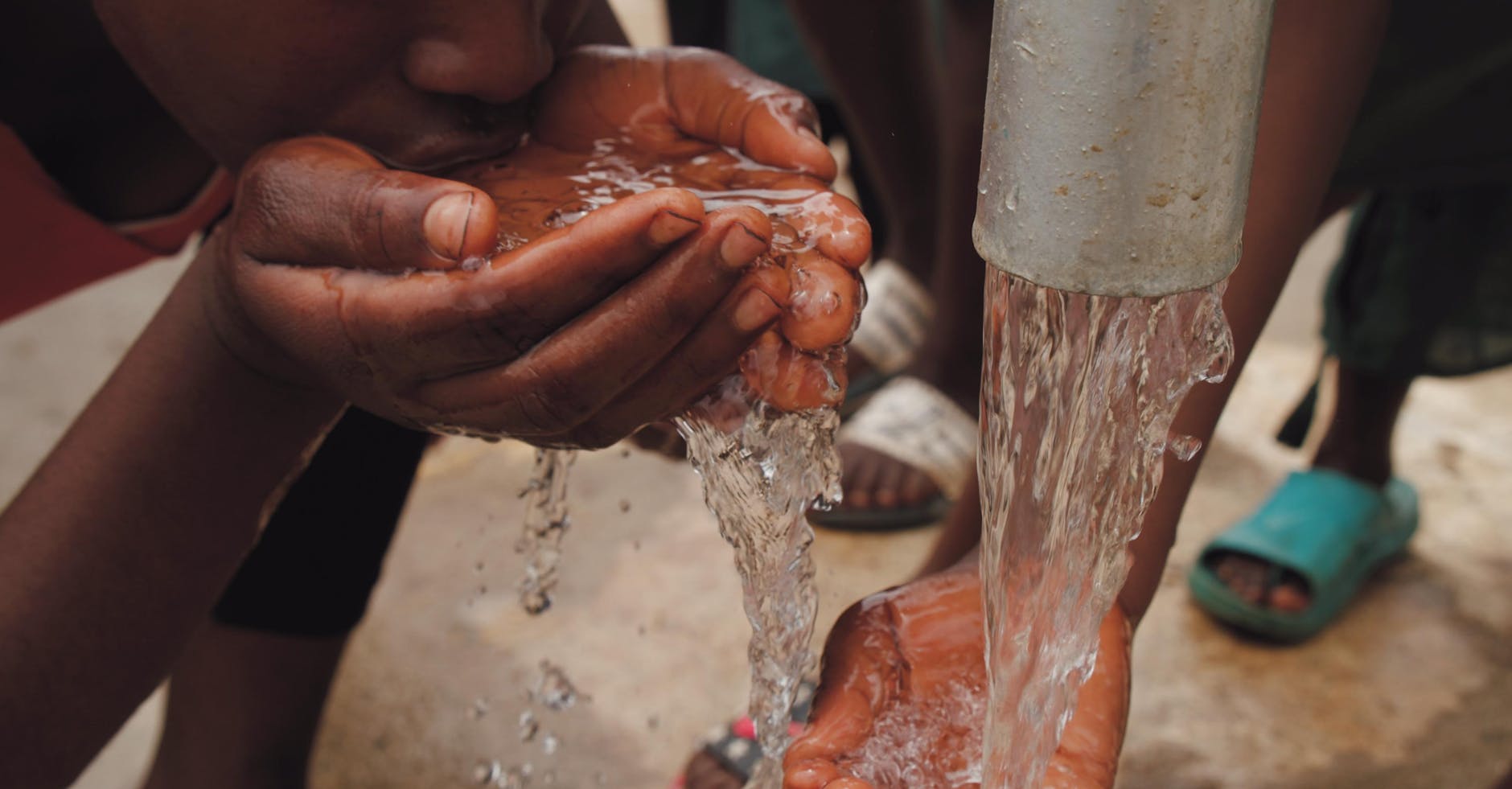 Drinking Water With Teeth In Focus