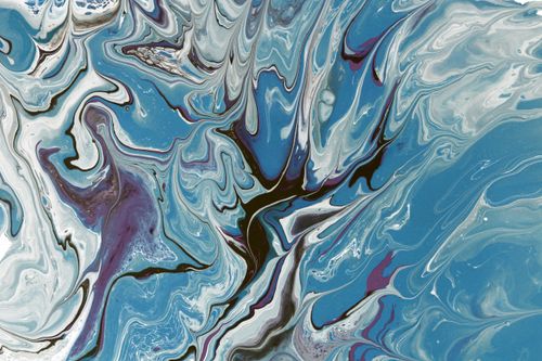 Free Dynamic abstract acrylic painting with blue and white swirling patterns. Stock Photo
