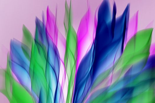 A colorful abstract art piece featuring multicolored wave patterns in bold hues.