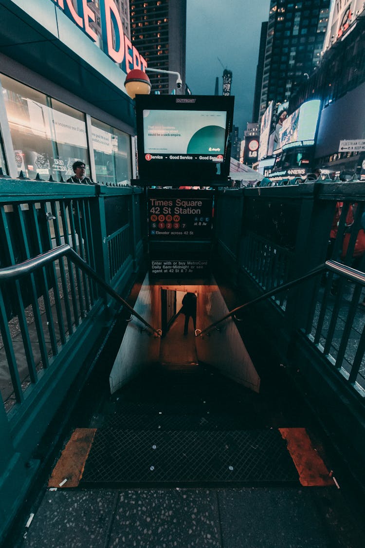 New York Subway Entrance At Times Square