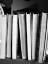 Monochrome Close-up of Books in Ipoh