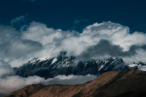 Free Mountain Under White Clouds  Stock Photo