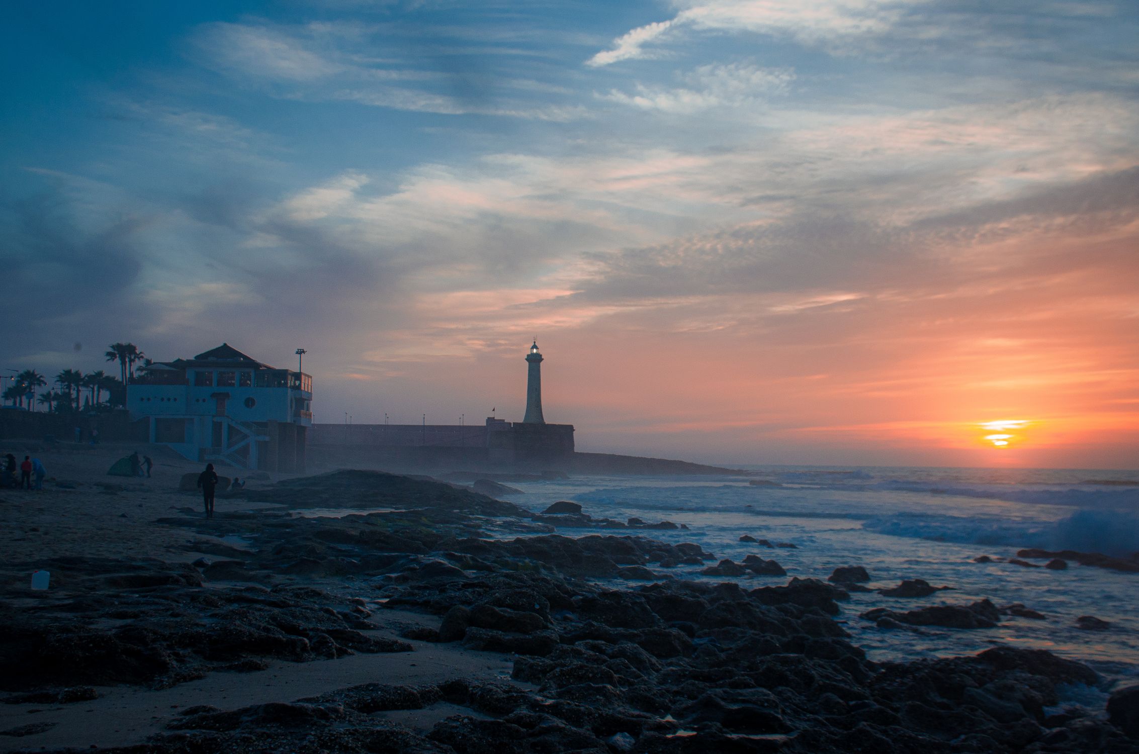 Beach View Rabat Rabat Beach Sunset with Lighthouse View · Free Stock Photo