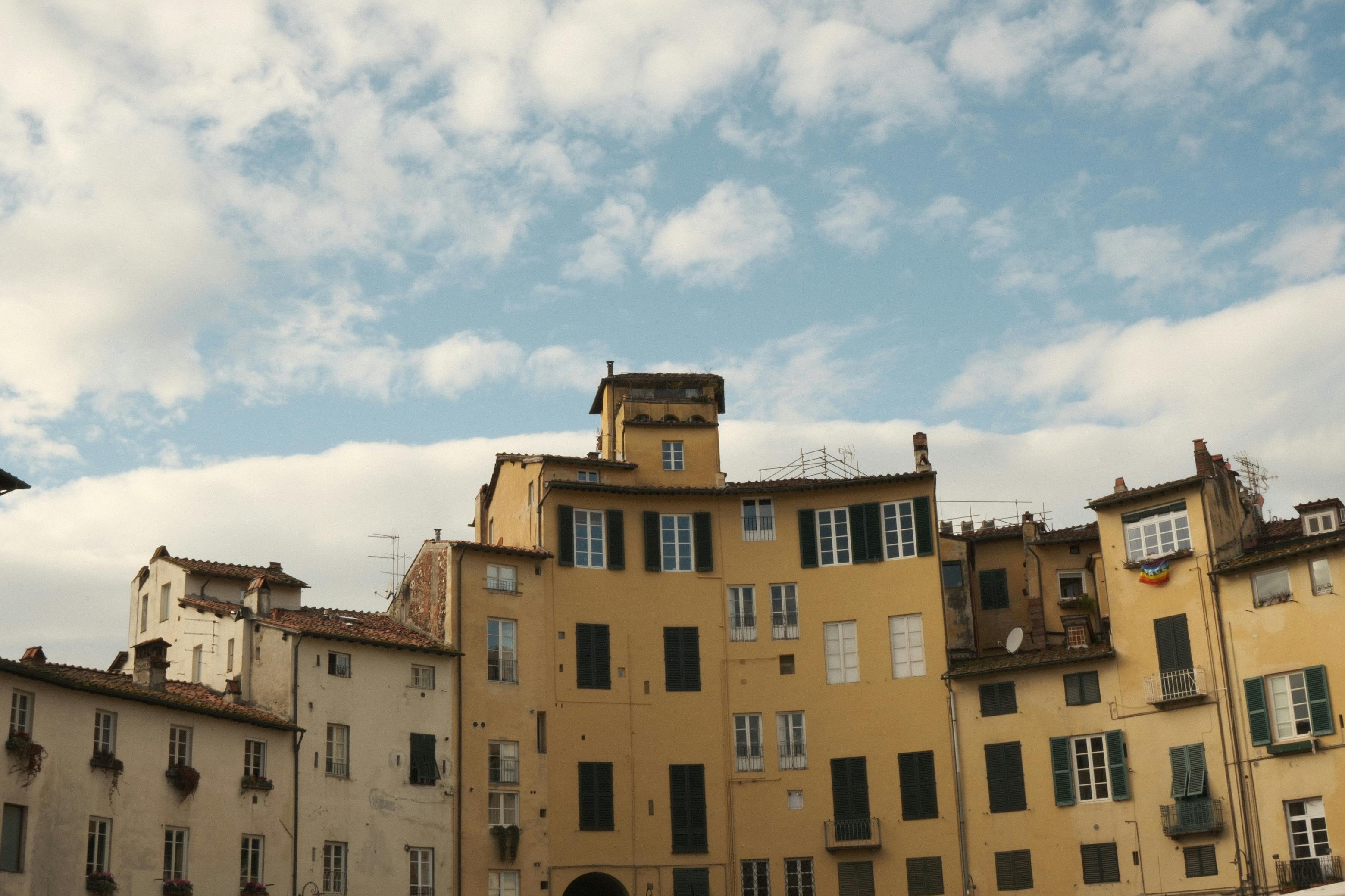 Aerial view of Lucca’s Renaissance walls and historic center
