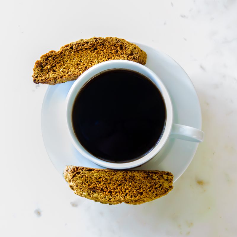 Sourdough Vietnamese Coffee and Sesame Discard Biscotti