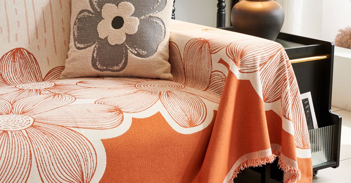 Stylish Living Room with Floral Throw Blanket · Free Stock Photo