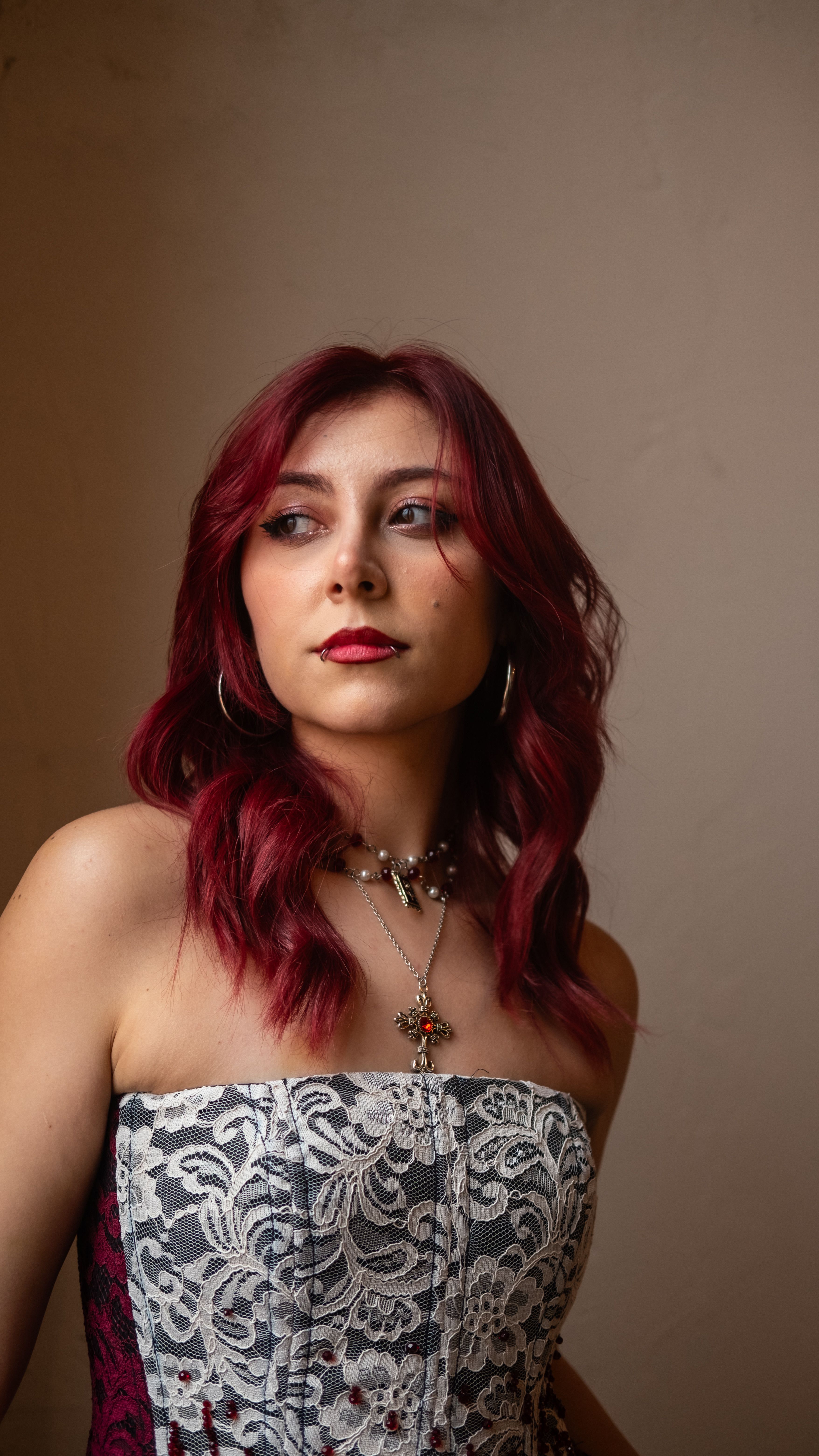 Portrait of Woman with Red Hair in Lace Dress · Free Stock Photo