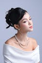 Elegant Woman with Pearls and Classic Hairstyle